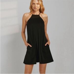 Lunya high neck organic cotton sleeveless mini dress Black small